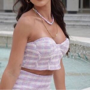 Zara Textured Corset Cropped Tweed Underwire Crop Top